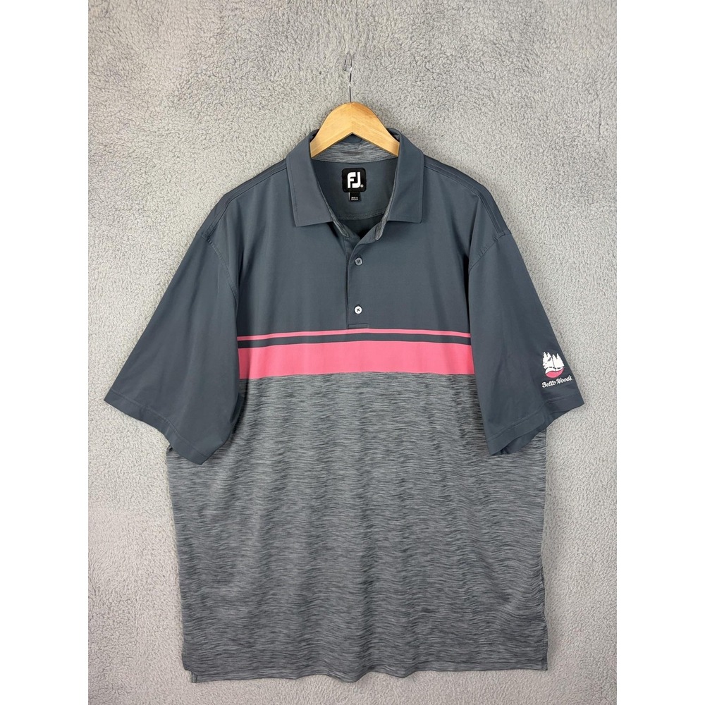 FootJoy Polo Shirt Mens 2XL Gray Colorblock Bello Woods Golf Performance Stretch